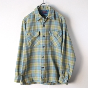 USA製 60s ペンドルトン PENDLETON オンブレ 開襟 ウール シャツ size M / ヴィンテージ 古着 ネルシャツの画像2