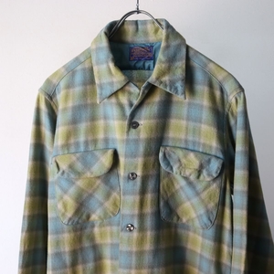 USA製 60s ペンドルトン PENDLETON オンブレ 開襟 ウール シャツ size M / ヴィンテージ 古着