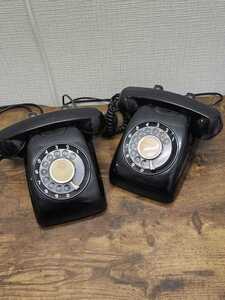 2 piece set black telephone dial type Showa Retro antique interior retro telephone machine telephone black 0422-K3-9-7-3