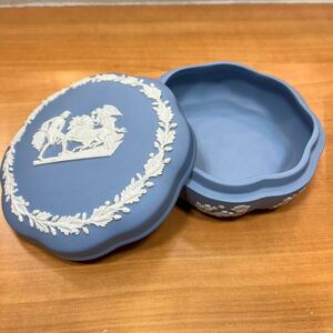 WEDGWOOD ウェッジウッド ジャスパー 小物入れ ペールブルー アクセサリーボックス 陶器 イギリス製 英国 アンティーク 0515-14-6