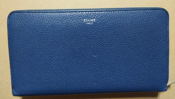 セリーヌ CELINE ラージ ジップドウォレット 長財布 ジッピーウォレット wallet ラウンドファスナー ネイビー シュリンクレザー