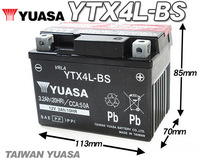 台湾ユアサバッテリー YUASA YTX4L-BS ◆ 互換 FT4L-BS ロードフォックス ジャイロX ジャイロUP GS50 RG50ガンマ ウルフ50 モレ ハイ_画像2