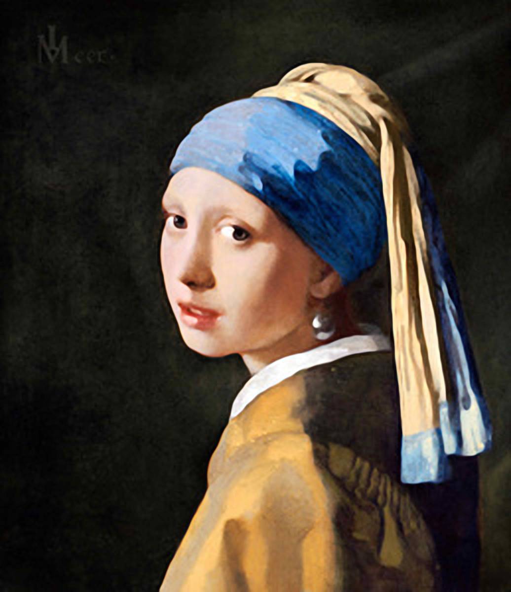 Совершенно новый, высококачественная печать картины Вермеера «Девушка с жемчужной сережкой» в специальной технике, воспроизводящей оригинальные цвета картины 1665 года., L-размер, в рамке, произведение искусства, Рисование, другие