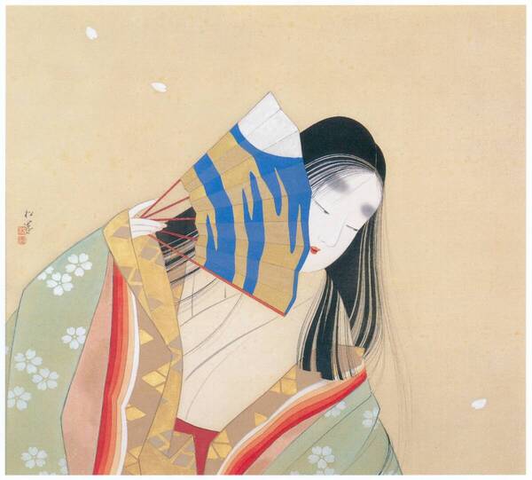 新品 上村松園「惜春之図」の特殊技法高級印刷 A4版サイズ 額なし 特価980円(送料込)即決