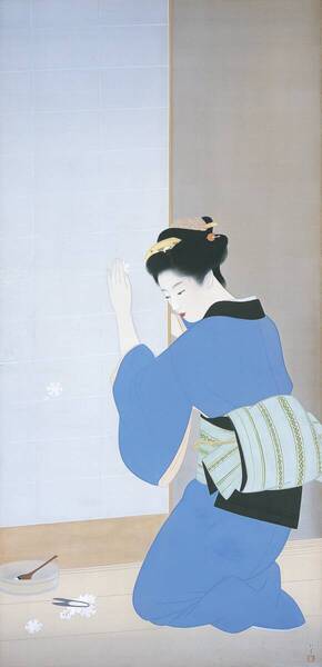 新品 上村松園「晩秋」の特殊技法高級印刷 A4版サイズ 額なし 特価980円(送料込)即決