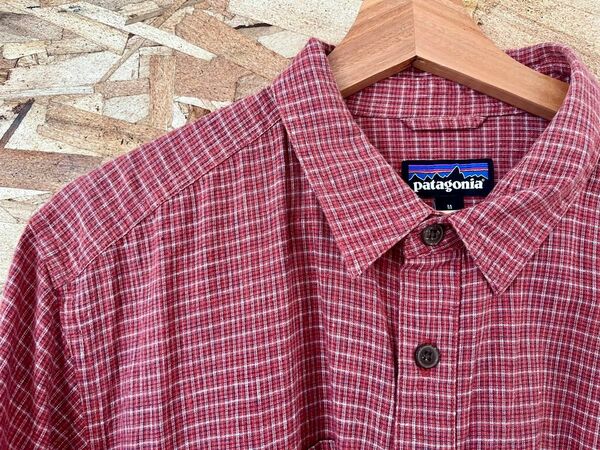 【Patagonia パタゴニア】半袖　チェック　シャツ　M 古着