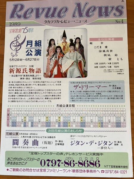 宝塚 月組 剣幸 こだま愛 涼風真世 朝凪鈴 紫とも 新源氏物語/ザ・ドリーマー チラシ フライヤー