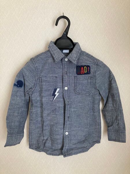 ジンボリー 長袖 シャツ ネルシャツ 長袖シャツ ワッペン トップス 100cm 110cm