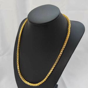 18k gp flat chain necklace necklace gold Gold stamp equipped men's lady's 307