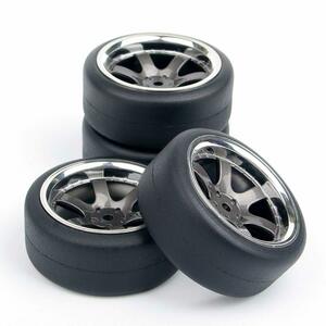 1/10* drift for hard tire . gunmetal 6 spoke wheel 4 pcs set 