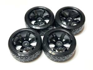 1/10 drift for pattern attaching tire collection included ending black 6 spoke wheel 4 pcs set 