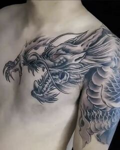  tattoo seal dragon Dragon left shoulder peace carving water-proof . long-lasting 