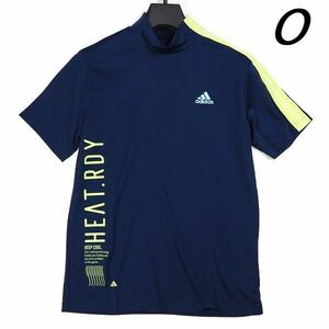 R384 新品 adidas GOLF アディダス ゴルフ ビッグロゴ 半袖 モックネックシャツ ゴルフウエア O ダークブルー