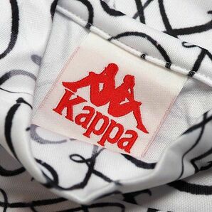 R394 新品 Kappa GOLF カッパ ゴルフ ストレッチ 半袖 モックネックシャツ 総柄 ゴルフウエア 吸汗速乾 抗菌防臭 L ホワイトの画像4