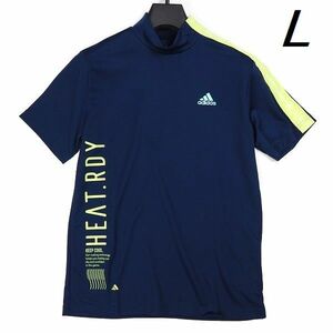 R384 新品 adidas GOLF アディダス ゴルフ ビッグロゴ 半袖 モックネックシャツ ゴルフウエア L ダークブルー