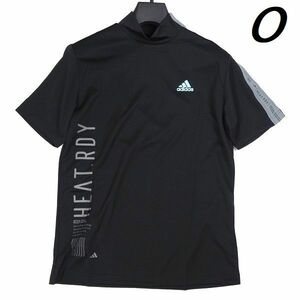 R384 新品 adidas GOLF アディダス ゴルフ ビッグロゴ 半袖 モックネックシャツ ゴルフウエア O ブラック