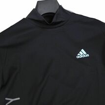 R384 新品 adidas GOLF アディダス ゴルフ ビッグロゴ 半袖 モックネックシャツ ゴルフウエア M ブラック_画像2