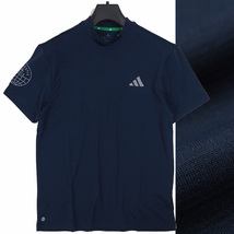 R356 新品 アディダスゴルフ モックネック シャツ 半袖 (サイズ:M) adidas GOLF ゴルフウェア ネイビー_画像1