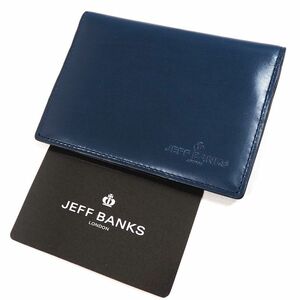 未使用 ジェフバンクス 牛革 定期入れ レザーパスケース JEFF BANKS ネイビー JBP121