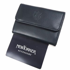 未使用 ニューヨーカー 牛革 二つ折り 名刺入れ カードケース NEW YORKER クロ NYK469