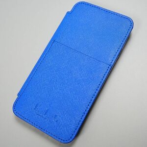 未使用 E.L.G イーエルジー スマホケース 牛革/PVC iPhone8 iPhone7 対応 アイフォンケース ブルー