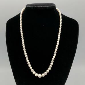 ★E04848/本真珠/MIKIMOTO ミキモト/ネックレス/金具 SILVER/パール直径 約3㎜～約7㎜/総重量 約14.2g/クリーム系/箱付の画像3