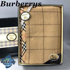 *E04828[ almost unused goods ]Burberrys Burberry z/ original wool blanket / wool wool 100%/140×200/noba check / brown group / box attaching 