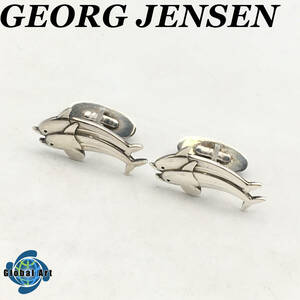 *E04784/GEORG JENSEN George Jensen / запонки /925S/129/ дельфин Dolphin / полная масса примерно 11.2g/ примерно 2.8.× примерно 1.4.