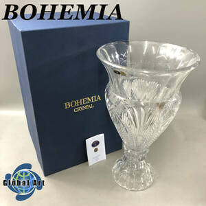 ★E04414/BOHEMIA ボヘミア/花瓶 フラワーベース/CRYSTAL クリスタル/高さ 約40.7㎝/箱付