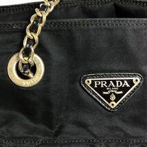 ●3D540/PRADA プラダ/ショルダーバッグ/肩掛け/三角ロゴ/ロゴプレート/テスートナイロン/ナイロン/チェーン/ゴールド金具/ブラック/黒_画像6