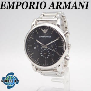 え05017【美品】EMPORIO ARMANI エンポリオアルマーニ/クオーツ/メンズ腕時計/クロノグラフ/文字盤 ブラック/AR-1894