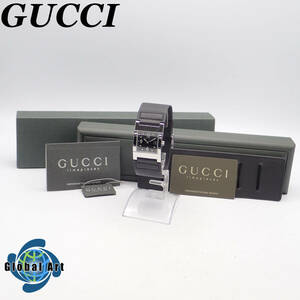 え05286【極美品】GUCCI グッチ/クオーツ/メンズ腕時計/文字盤 ブラック/7700M/箱・ケース・付属品付