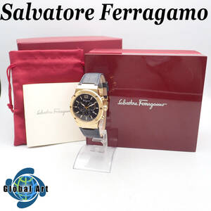 e05291/Salvatore Ferragamo Salvatore Ferragamo / quarts / men's wristwatch /100M/ chronograph /smoseko/ face navy / box * accessory attaching 