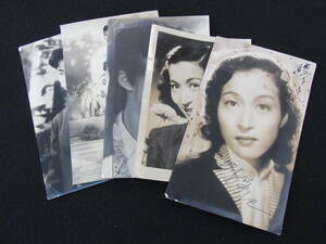 * with autograph photograph of a star [ Showa era. woman super / three . beautiful . etc. ]5 sheets together / autograph / war after woman super / unknown man . super / one sheets is autograph less 