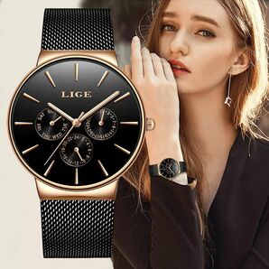 LIGE 腕時計　レディース　ブラック