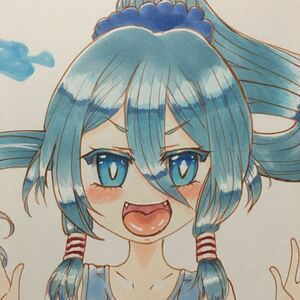 B5 同人手描きイラスト 東方 project 　宮出口瑞霊　スク水　No.97 おまけ付き