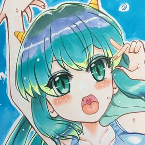 A4 同人手描きイラスト うる星やつら　ラム　スク水 No.116　送料無料 ラフ付き