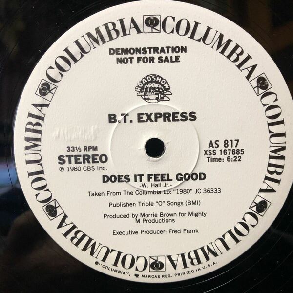 送料無料 レア盤 B.T. Express Does It Feel Good USプロモ12インチ