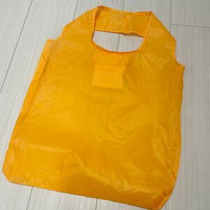 オレンジ　エコバッグ コンパクト　一度使用美品　収納袋一体型　小さく畳める　買い物袋