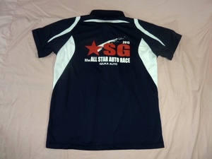  Iizuka auto race dry * polo-shirt M navy blue asics made 