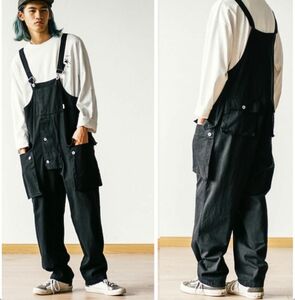 XXL 黒　オーバーオール メンズ サロペット オールインワン 作業服 a5