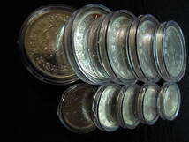 昭和39年 1964年 東京オリンピック記念 1000円銀貨5枚と100円銀貨5枚 記念硬貨 コインケース入り 中古品_画像7