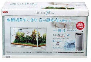 ジェックス（GEX）サイレントフィット500　濾過器・上面硝子板付　インテリア用静音水槽（幅約50cm × 奥行約24cm）容量：約30L　概ね美品