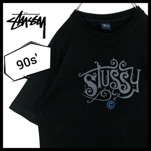 【STUSSY】90s' 紺タグvintage グラフィティアートロゴ　Tシャツ