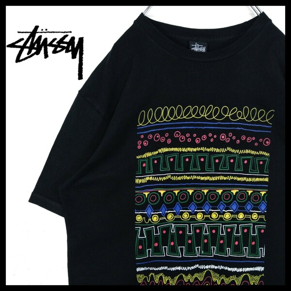 【STUSSY】カラフル　トライバル柄　Tシャツ