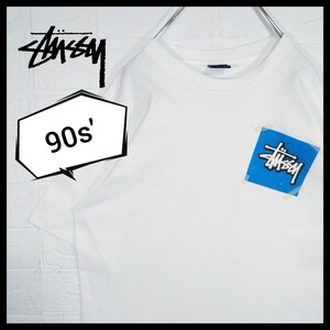 【STUSSY】90s'紺タグ USA製 スクエアロゴ　Tシャツ