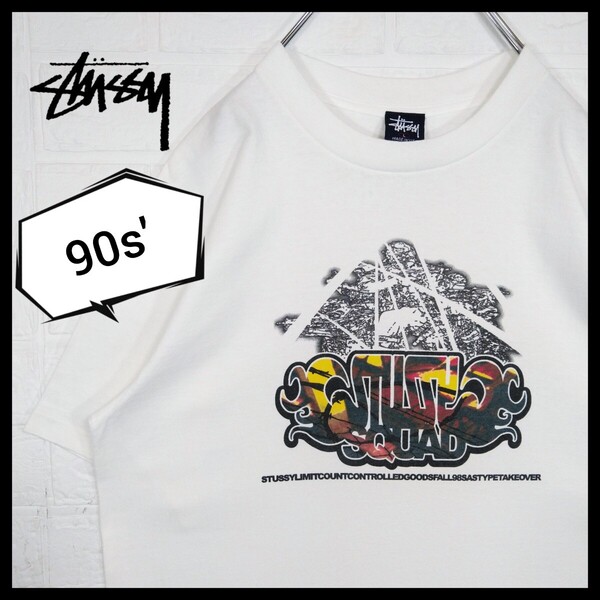 【STUSSY】90s' 紺タグ USA製 グラデーショングラフィティ Tシャツ