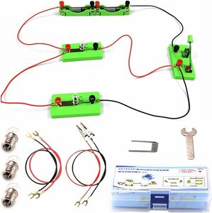DETEKER 電気回路実験キット 知育学習 科学実験 小学生 中学生 理科 自由研究 豆電球 実験 セット サイエンス実験 直列