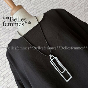 ★Belles*★送料無料★*モードで華やかなアクセントを軽やかに*2重スクエアー大ぶりネックレス*ペンダント*160265シルバー*BRILLANTE*