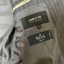 コムサイズム【レダ生地 Lサイズ】COMME CA ISM REDA スーツ セットアップ グレー 灰 ストライプ テーラードジャケット ウール メンズ _画像4